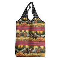 Horse Native American Pattern Christmas Christmas Grocery Bag Xmas Holiday Patterns - Wonder Print Shop