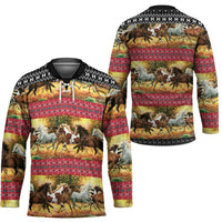 Horse Native American Pattern Christmas Christmas Hockey Jersey Xmas Holiday Patterns - Wonder Print Shop