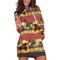 Horse Native American Pattern Christmas Christmas Hoodie Dress Xmas Holiday Patterns - Wonder Print Shop