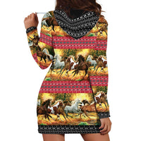 Horse Native American Pattern Christmas Christmas Hoodie Dress Xmas Holiday Patterns - Wonder Print Shop