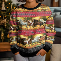 Horse Native American Pattern Christmas Kid Ugly Christmas Sweater Xmas Holiday Patterns - Wonder Print Shop