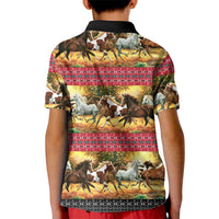 Horse Native American Pattern Christmas Christmas Kid Polo Shirt Xmas Holiday Patterns - Wonder Print Shop
