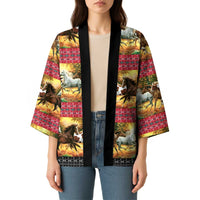 Horse Native American Pattern Christmas Christmas Kimono Xmas Holiday Patterns - Wonder Print Shop