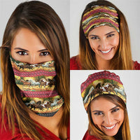 Horse Native American Pattern Christmas Christmas Neck Gaiter Xmas Holiday Patterns - Wonder Print Shop