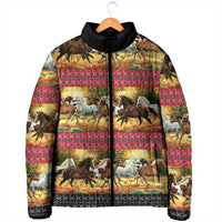 Horse Native American Pattern Christmas Christmas Padded Jacket Xmas Holiday Patterns - Wonder Print Shop
