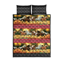 Horse Native American Pattern Christmas Christmas Quilt Bed Set Xmas Holiday Patterns - Wonder Print Shop