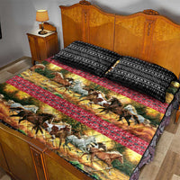 Horse Native American Pattern Christmas Christmas Quilt Bed Set Xmas Holiday Patterns - Wonder Print Shop