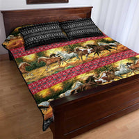 Horse Native American Pattern Christmas Christmas Quilt Bed Set Xmas Holiday Patterns - Wonder Print Shop