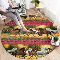 Horse Native American Pattern Christmas Christmas Round Carpet Xmas Holiday Patterns - Wonder Print Shop
