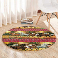 Horse Native American Pattern Christmas Christmas Round Carpet Xmas Holiday Patterns - Wonder Print Shop