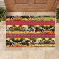 Horse Native American Pattern Christmas Christmas Rubber Doormat Xmas Holiday Patterns - Wonder Print Shop