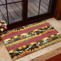 Horse Native American Pattern Christmas Christmas Rubber Doormat Xmas Holiday Patterns - Wonder Print Shop