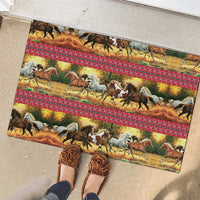 Horse Native American Pattern Christmas Christmas Rubber Doormat Xmas Holiday Patterns - Wonder Print Shop