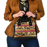 Horse Native American Pattern Christmas Christmas Shoulder Handbag Xmas Holiday Patterns - Wonder Print Shop