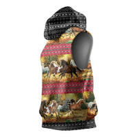 Horse Native American Pattern Christmas Christmas Sleeveless Hoodie Xmas Holiday Patterns - Wonder Print Shop
