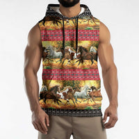 Horse Native American Pattern Christmas Christmas Sleeveless Hoodie Xmas Holiday Patterns - Wonder Print Shop
