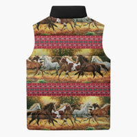 Horse Native American Pattern Christmas Christmas Sleeveless Puffer Jacket Xmas Holiday Patterns - Wonder Print Shop