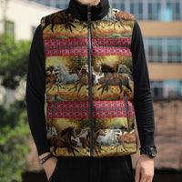 Horse Native American Pattern Christmas Christmas Sleeveless Puffer Jacket Xmas Holiday Patterns - Wonder Print Shop