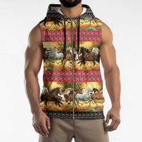 Horse Native American Pattern Christmas Christmas Sleeveless Zip Hoodie Xmas Holiday Patterns - Wonder Print Shop