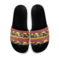 Horse Native American Pattern Christmas Christmas Slide Sandals Xmas Holiday Patterns - Wonder Print Shop