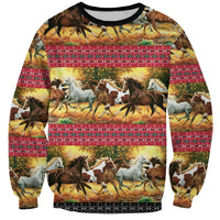 Horse Native American Pattern Christmas Christmas Sweatshirt Xmas Holiday Patterns - Wonder Print Shop
