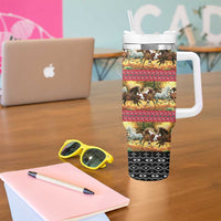 Horse Native American Pattern Christmas Christmas Tumbler With Handle Xmas Holiday Patterns - Wonder Print Shop