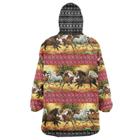 Horse Native American Pattern Christmas Christmas Wearable Blanket Hoodie Xmas Holiday Patterns - Wonder Print Shop