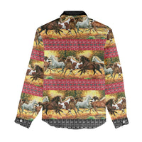 Horse Native American Pattern Christmas Christmas Women Casual Shirt Xmas Holiday Patterns - Wonder Print Shop