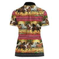 Horse Native American Pattern Christmas Christmas Women Polo Shirt Xmas Holiday Patterns - Wonder Print Shop