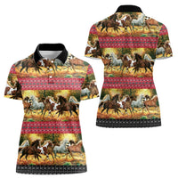 Horse Native American Pattern Christmas Christmas Women Polo Shirt Xmas Holiday Patterns - Wonder Print Shop