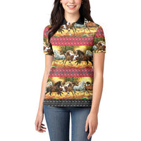 Horse Native American Pattern Christmas Christmas Women Polo Shirt Xmas Holiday Patterns - Wonder Print Shop