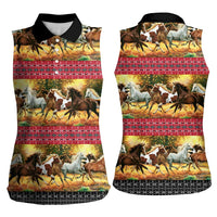 Horse Native American Pattern Christmas Christmas Women Sleeveless Polo Shirt Xmas Holiday Patterns - Wonder Print Shop