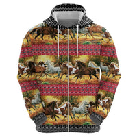 Horse Native American Pattern Christmas Christmas Zip Hoodie Xmas Holiday Patterns - Wonder Print Shop
