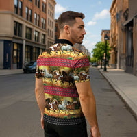 Horse Native American Pattern Christmas Christmas Zipper Polo Shirt Xmas Holiday Patterns - undefined