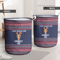I Just Really Like Donkey Christmas Christmas Laundry Basket Xmas Holiday Patterns - Wonder Print Shop