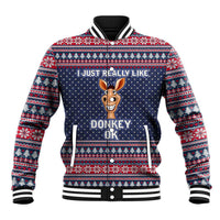 I Just Really Like Donkey Christmas Christmas Baseball Jacket Xmas Holiday Patterns - Wonder Print Shop
