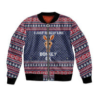 I Just Really Like Donkey Christmas Christmas Bomber Jacket Xmas Holiday Patterns - Wonder Print Shop