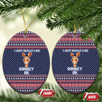 I Just Really Like Donkey Christmas Ceramic Ornament Xmas Holiday Patterns - Wonder Print Shop