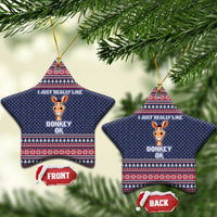 I Just Really Like Donkey Christmas Ceramic Ornament Xmas Holiday Patterns - Wonder Print Shop