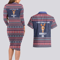 I Just Really Like Donkey Christmas Christmas Couples Matching Long Sleeve Bodycon Dress and Hawaiian Shirt Xmas Holiday Patterns - Wonder Print Shop