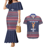 I Just Really Like Donkey Christmas Christmas Couples Matching Mermaid Dress and Hawaiian Shirt Xmas Holiday Patterns - Wonder Print Shop