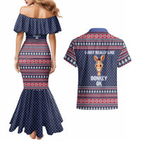 I Just Really Like Donkey Christmas Christmas Couples Matching Mermaid Dress and Hawaiian Shirt Xmas Holiday Patterns - Wonder Print Shop