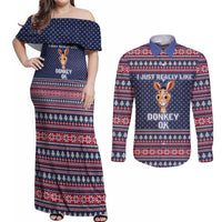 I Just Really Like Donkey Christmas Christmas Couples Matching Off Shoulder Maxi Dress and Long Sleeve Button Shirt Xmas Holiday Patterns - Wonder Print Shop