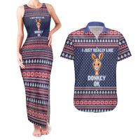 I Just Really Like Donkey Christmas Christmas Couples Matching Tank Maxi Dress and Hawaiian Shirt Xmas Holiday Patterns - Wonder Print Shop