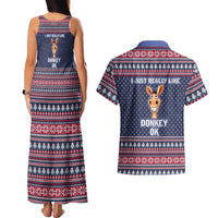 I Just Really Like Donkey Christmas Christmas Couples Matching Tank Maxi Dress and Hawaiian Shirt Xmas Holiday Patterns - Wonder Print Shop