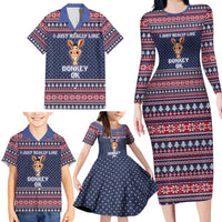 I Just Really Like Donkey Christmas Christmas Family Matching Long Sleeve Bodycon Dress and Hawaiian Shirt Xmas Holiday Patterns - Wonder Print Shop