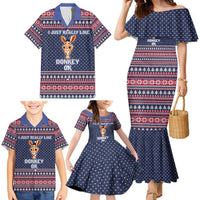 I Just Really Like Donkey Christmas Christmas Family Matching Mermaid Dress and Hawaiian Shirt Xmas Holiday Patterns - Wonder Print Shop