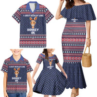 I Just Really Like Donkey Christmas Christmas Family Matching Mermaid Dress and Hawaiian Shirt Xmas Holiday Patterns - Wonder Print Shop