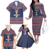 I Just Really Like Donkey Christmas Christmas Family Matching Off The Shoulder Long Sleeve Dress and Hawaiian Shirt Xmas Holiday Patterns - Wonder Print Shop