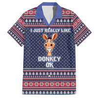 I Just Really Like Donkey Christmas Christmas Family Matching Off The Shoulder Long Sleeve Dress and Hawaiian Shirt Xmas Holiday Patterns - Wonder Print Shop